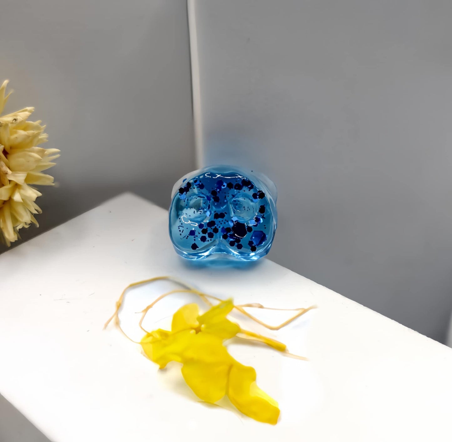 Acrylic epoxy resin blue snout keychain or necklace