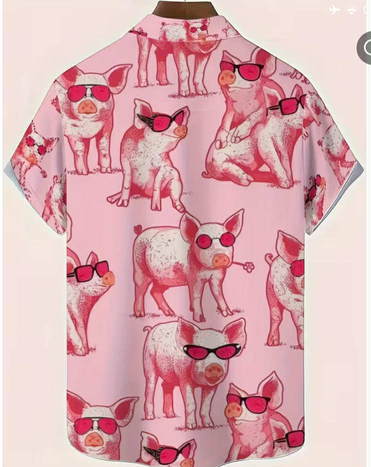 Men's button down pig shirt (XL)
