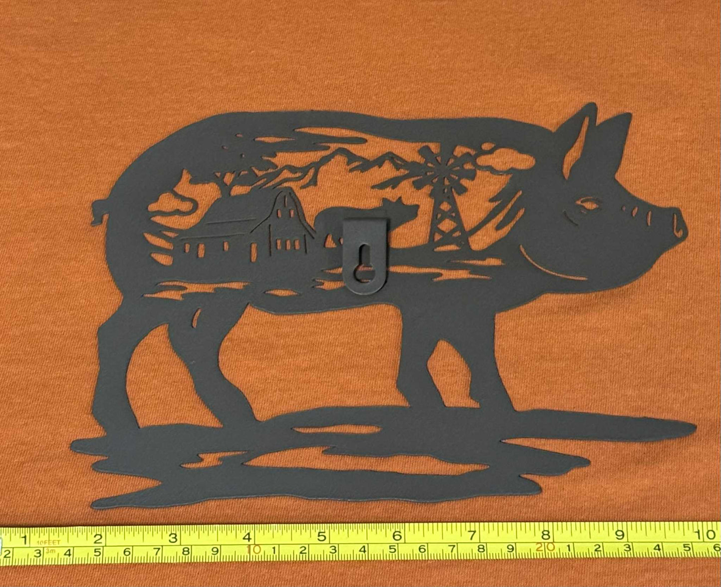 Metal pig and farm wall art