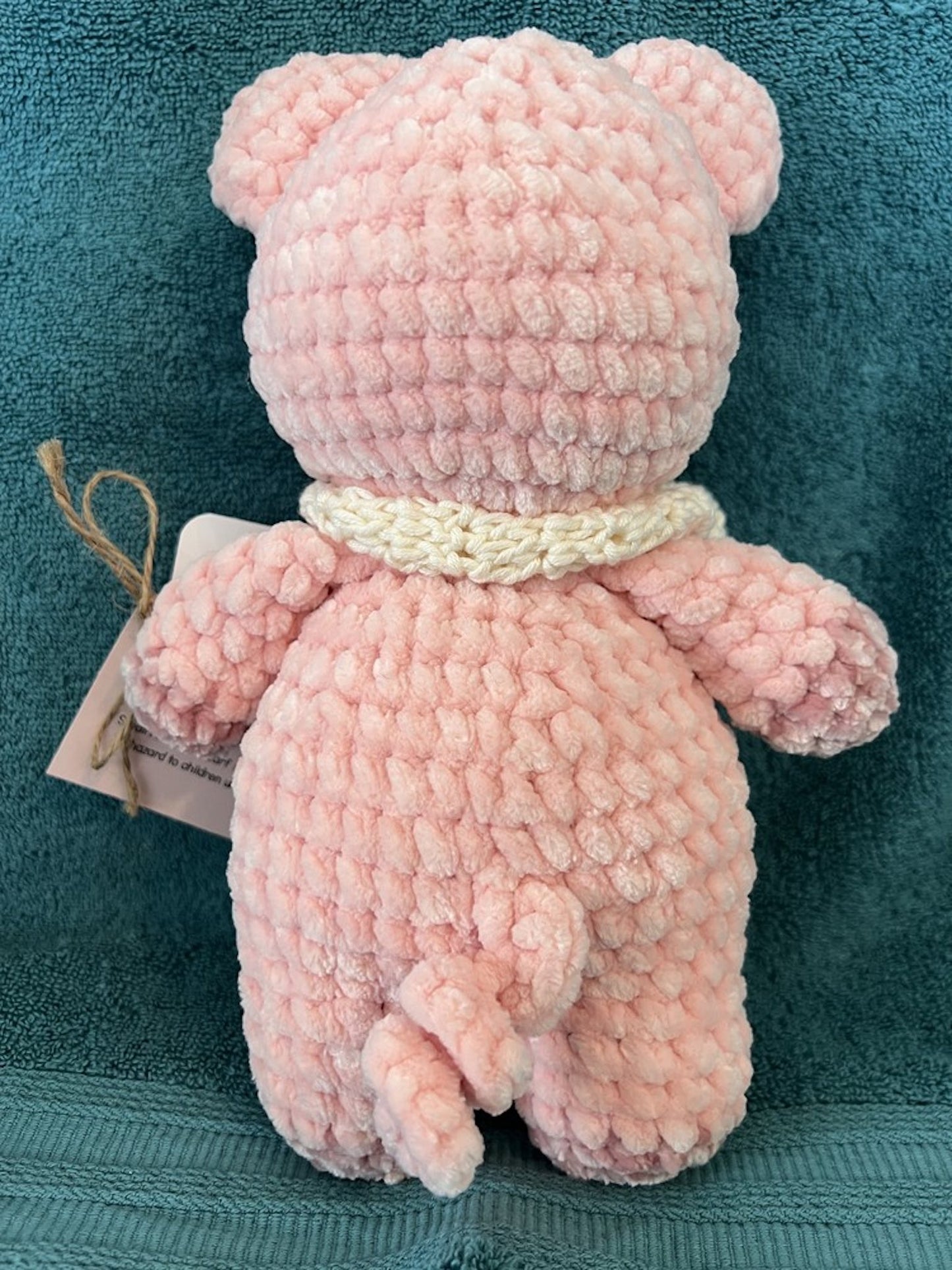 Crocheted Pink pig with scarf