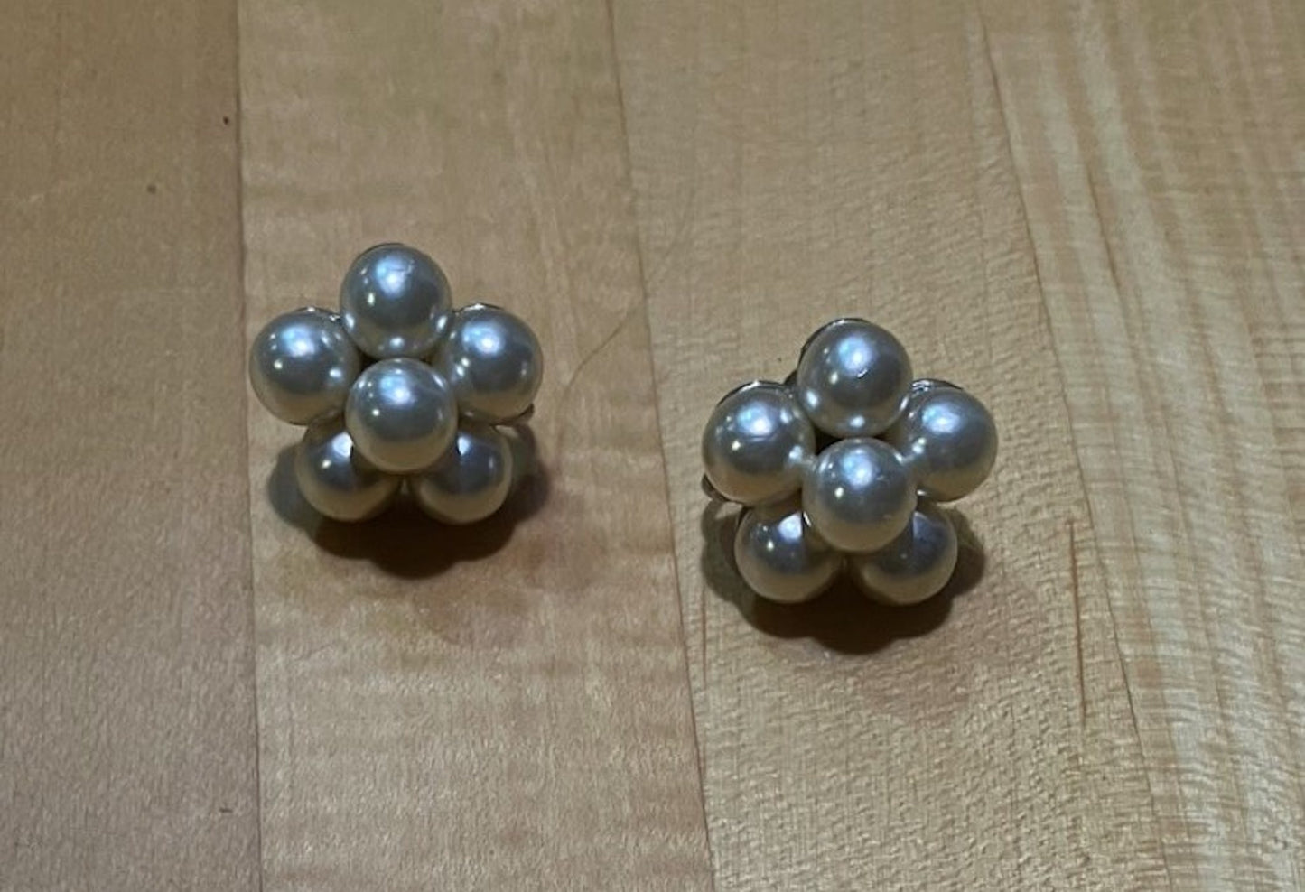 ITEM UPDATE: Vintage 3-strand faux pearl necklace and "old school" clip on earrings costume jewelry