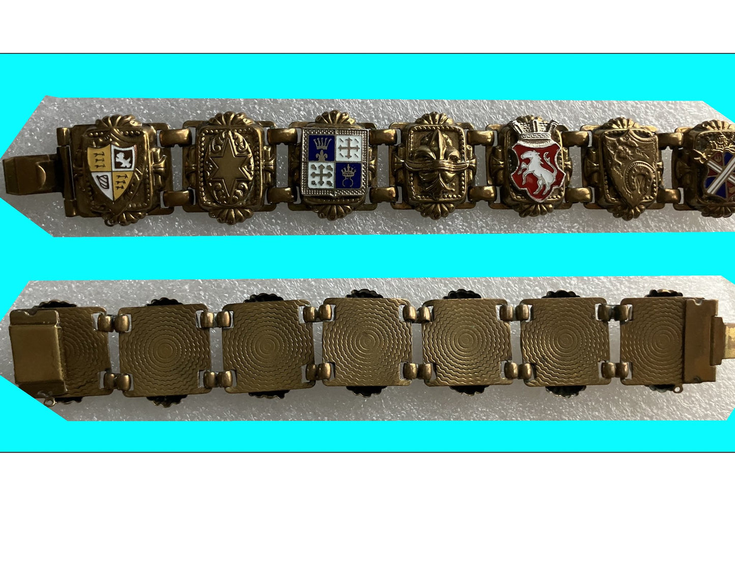 Trifari heraldry bracelet in box