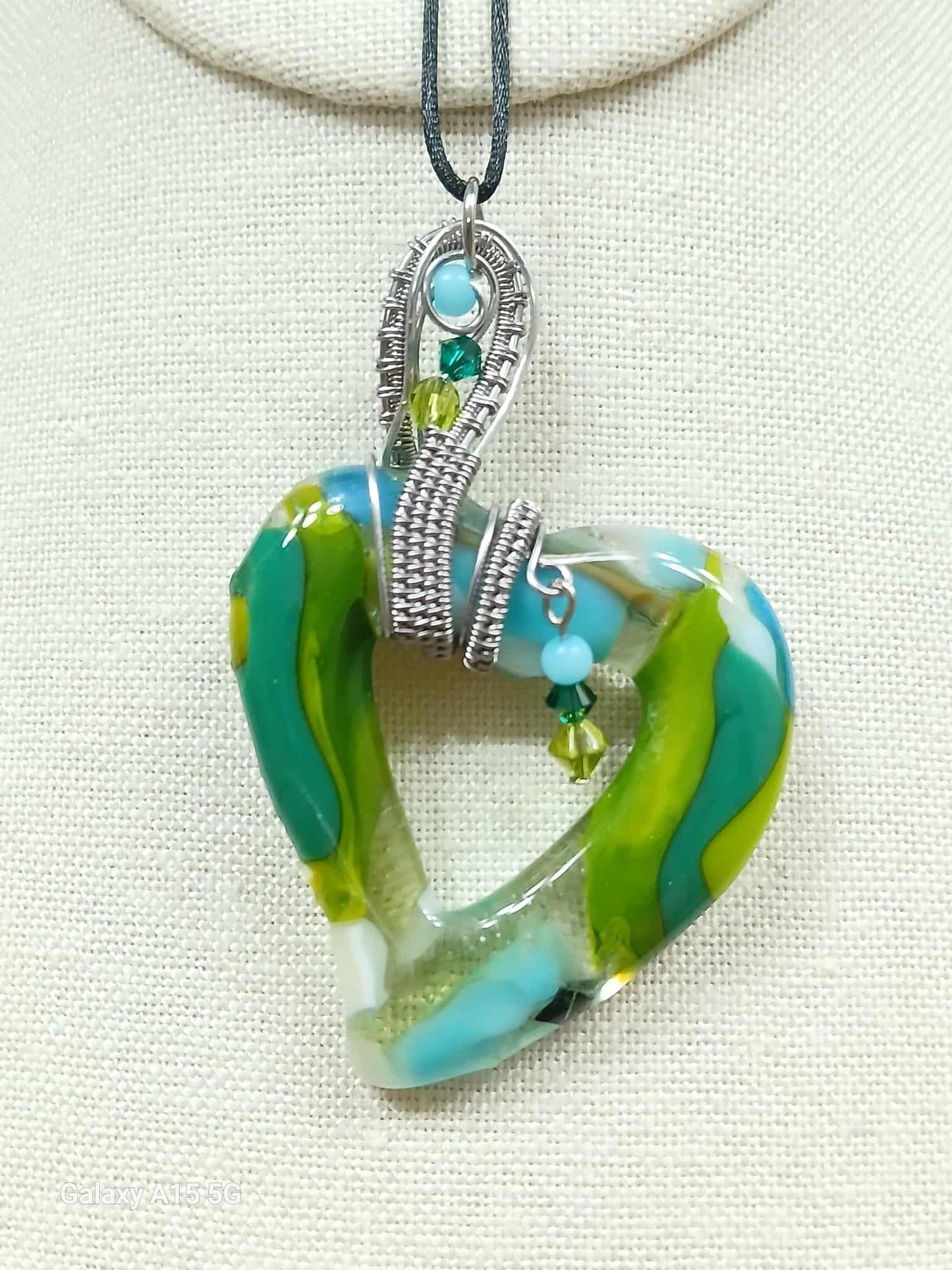 Fused glass heart pendant and necklace