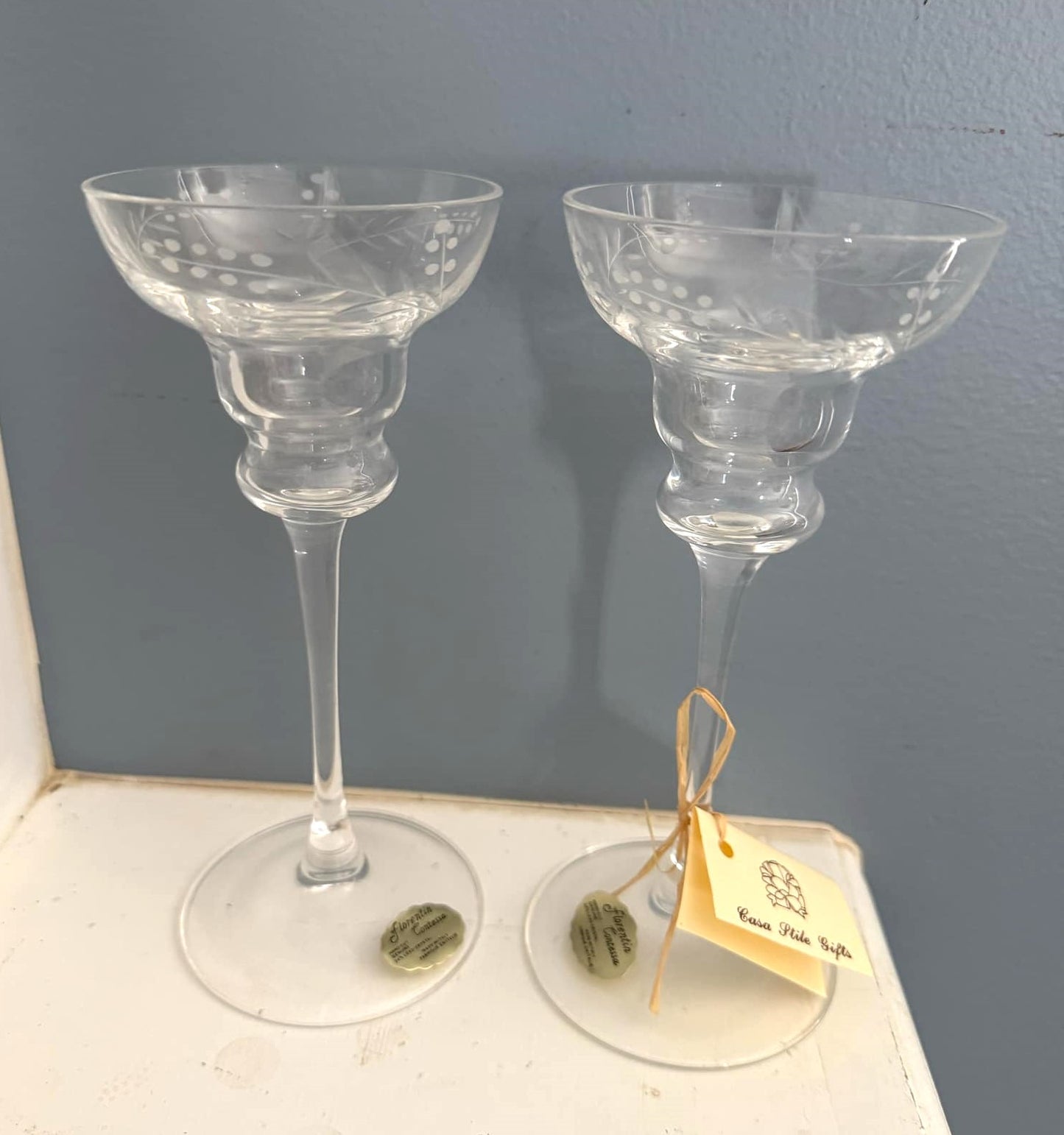 Leaded glass candle sticks