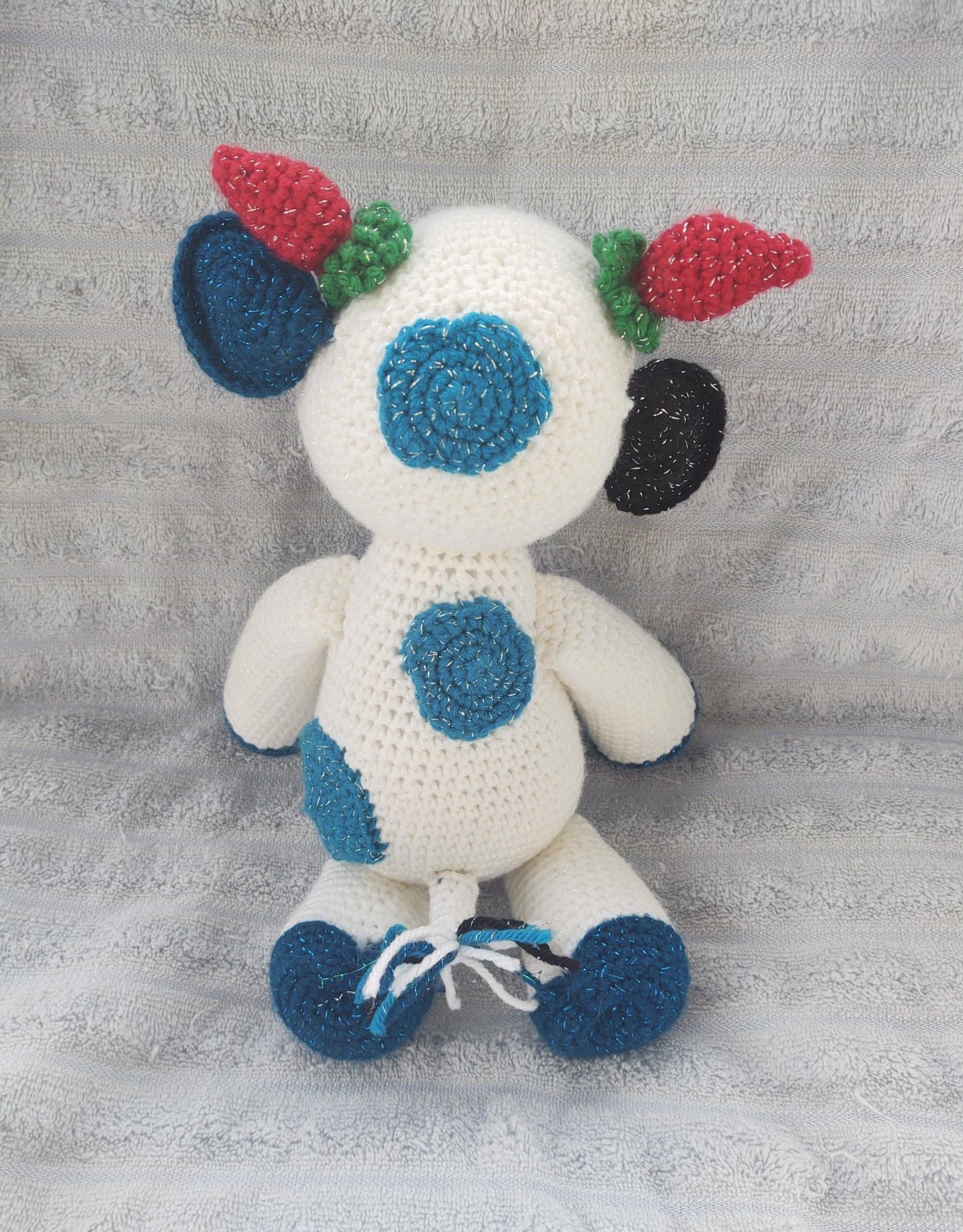 Dark Teal Crocheted Cow