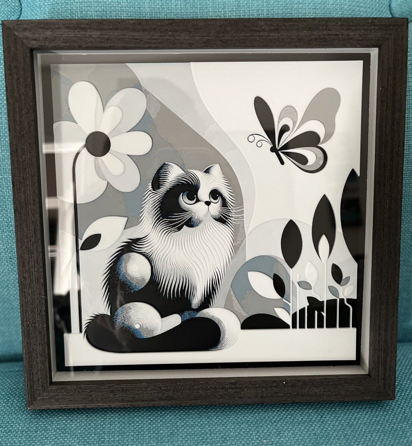 Framed 3D printed art - Cat