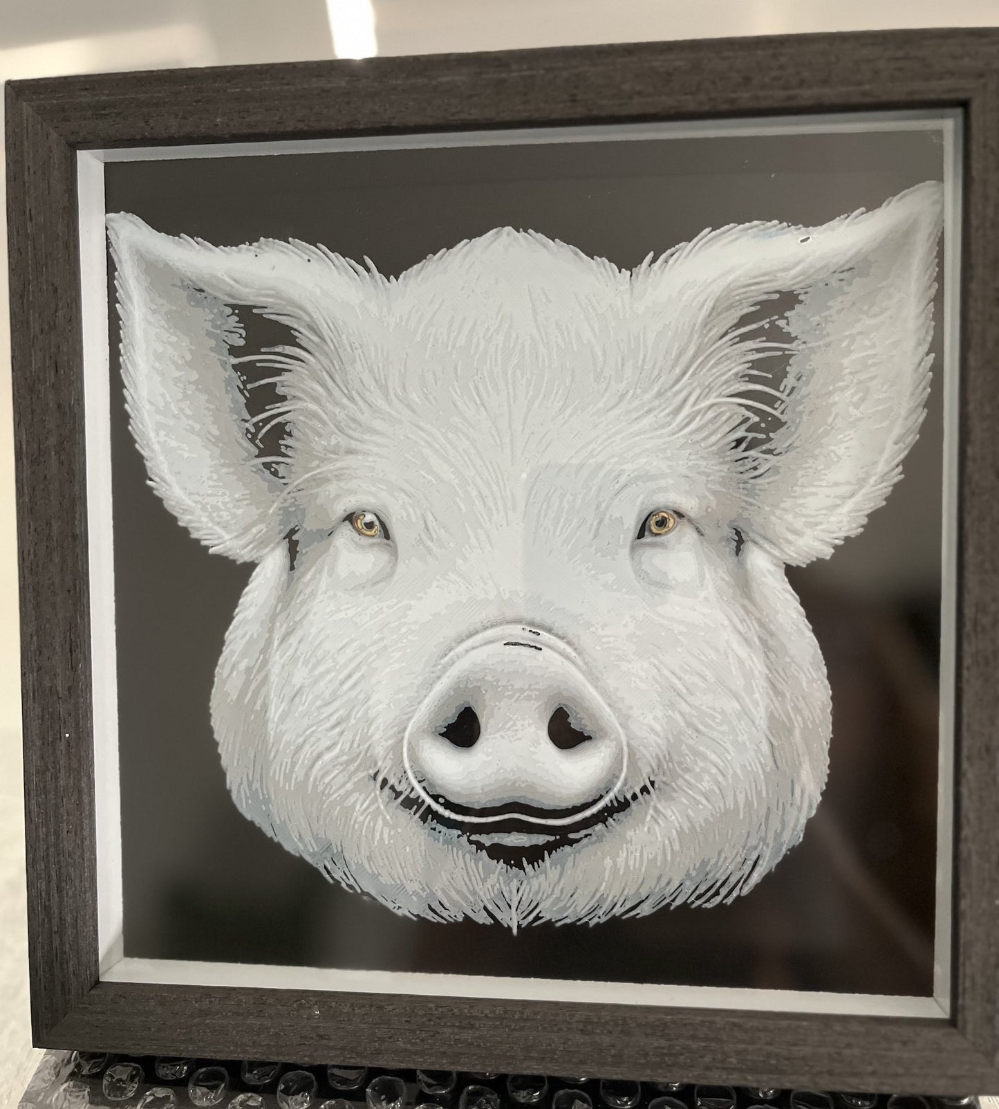 Framed 3D printed art - Pig