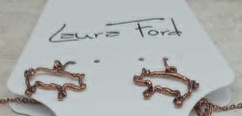 Pig necklace and earring set