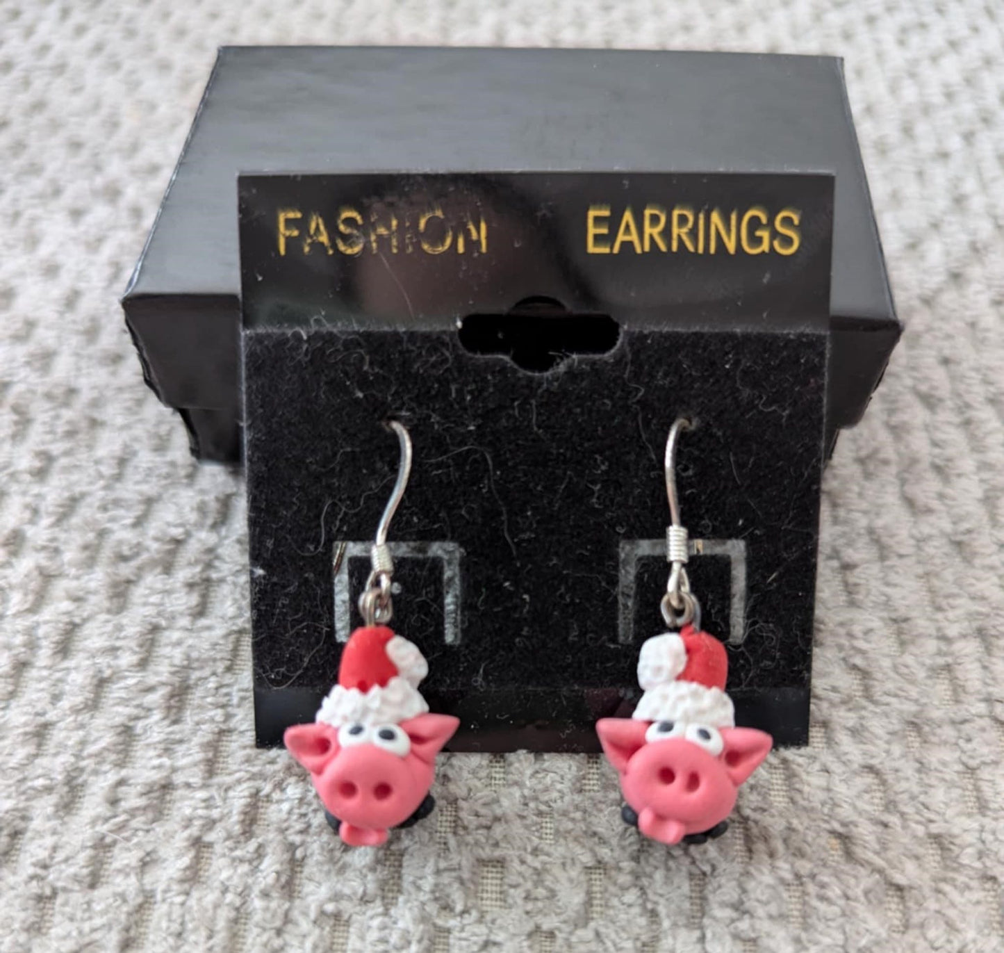Santa Pig , small pig face and Peace.Love.Esther earrings