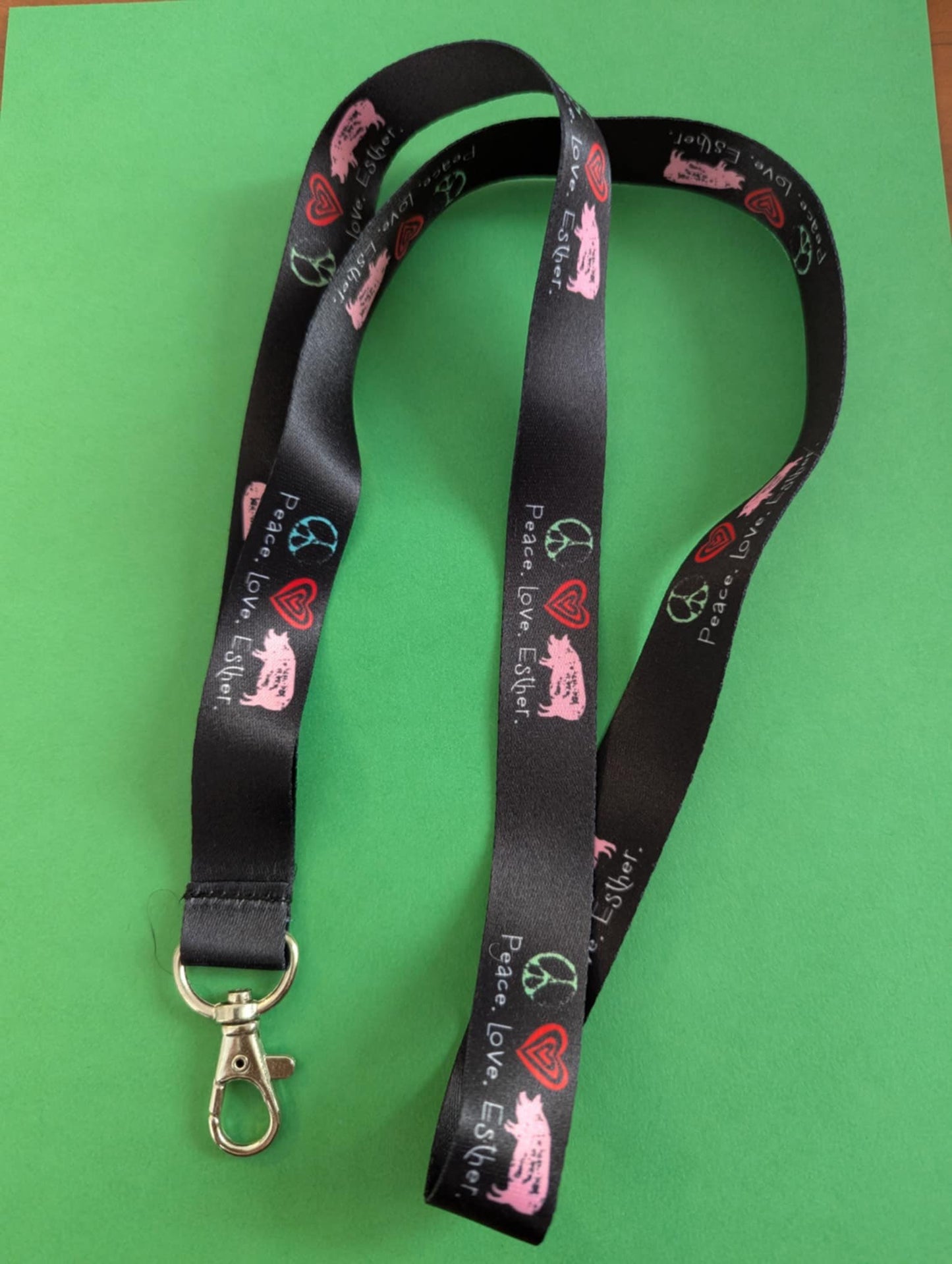 Peace.Love.Esther lanyard