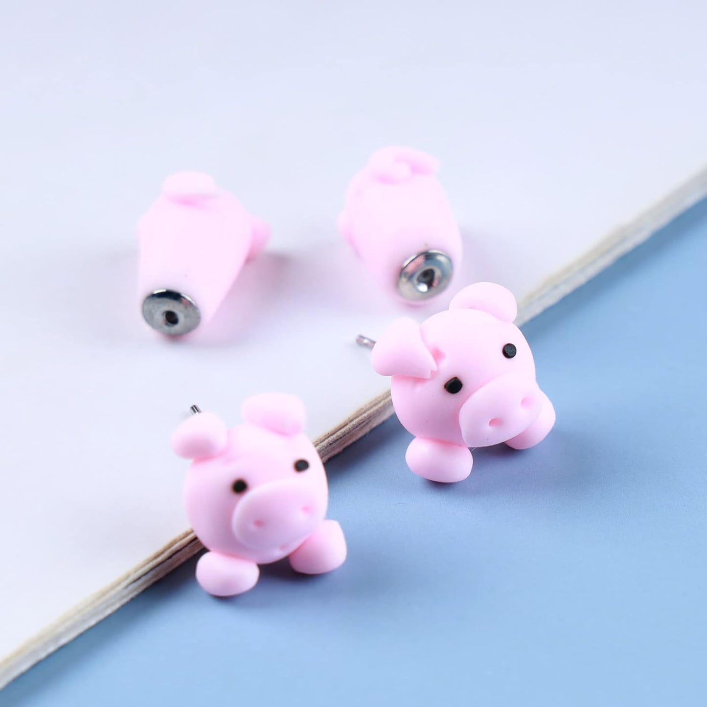 Pink pig post earrings