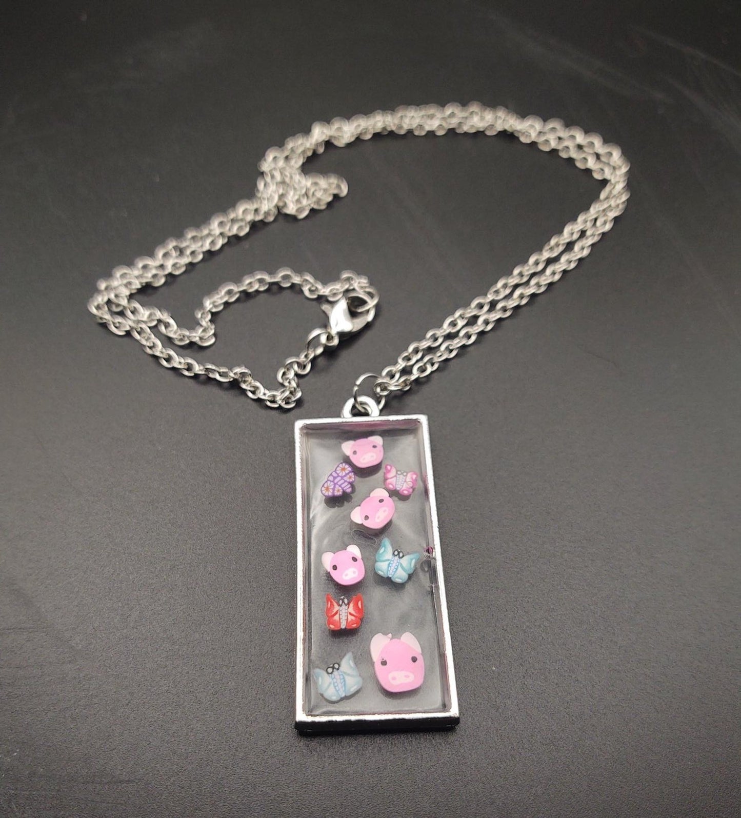 Piggy Bezel charm with chain #2