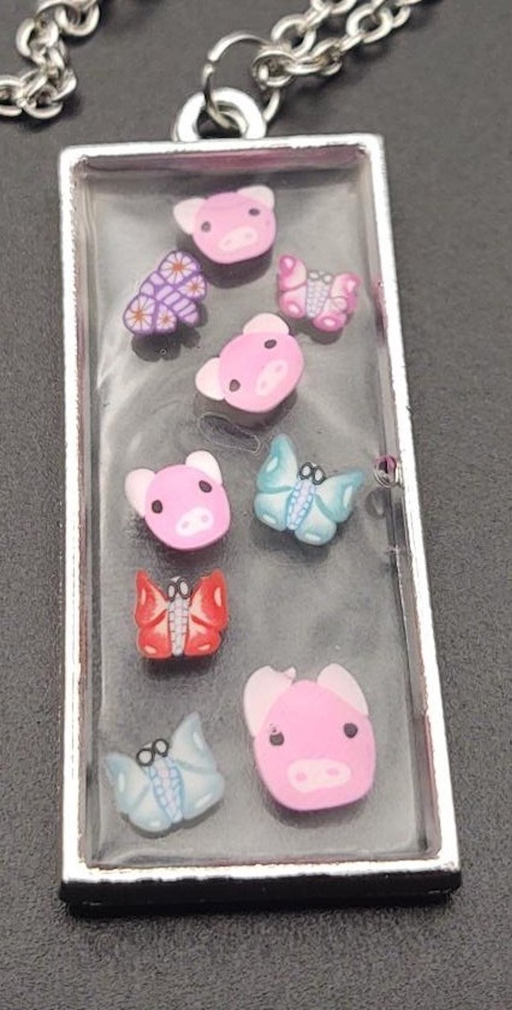 Piggy Bezel charm with chain #2