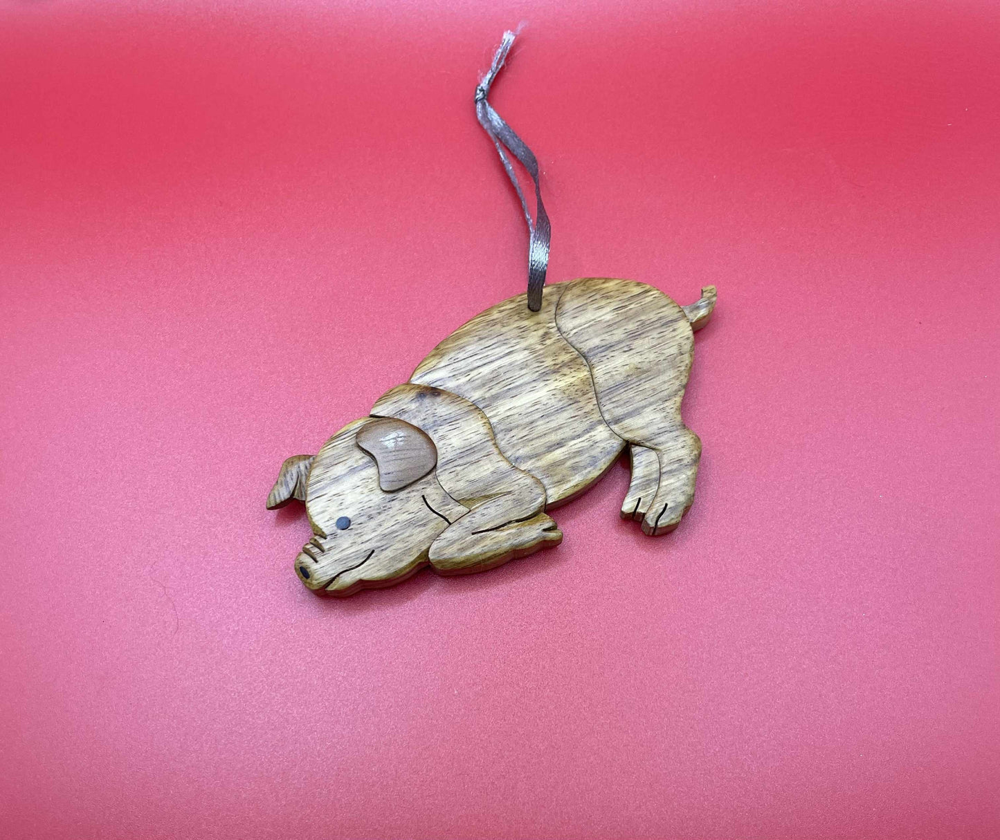 Wooden piggy Christmas Ornament