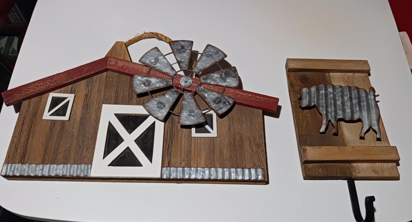 Barn and pig hook and wall art