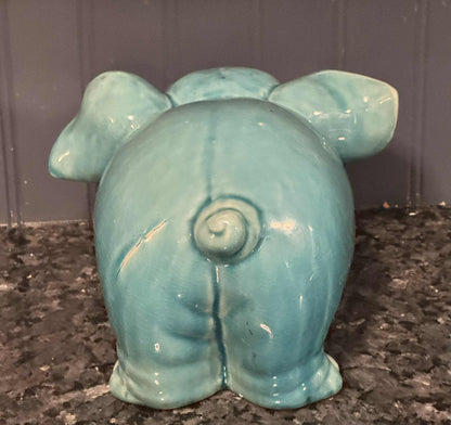 Turquoise Blue Ceramic Potbelly Pig