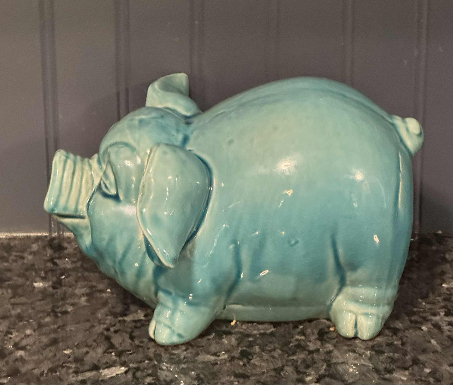 Turquoise Blue Ceramic Potbelly Pig