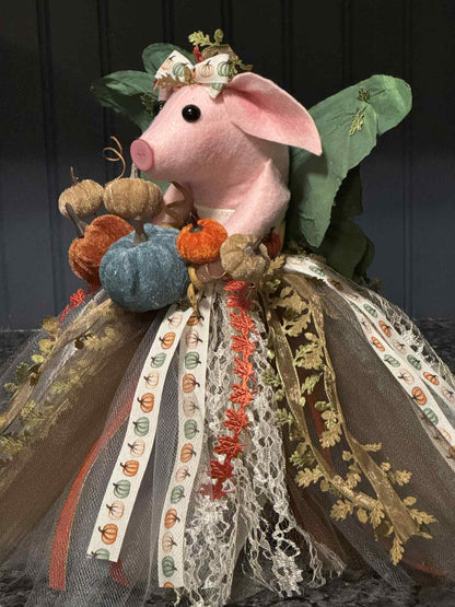 Fall Angel PIg Table Topper