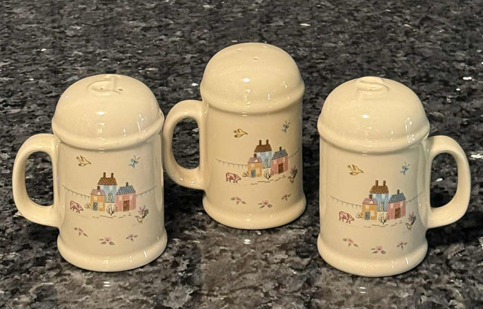 Country-themed shakers with matching plate