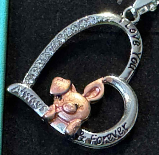 "I love you forever" pig pendant and chain