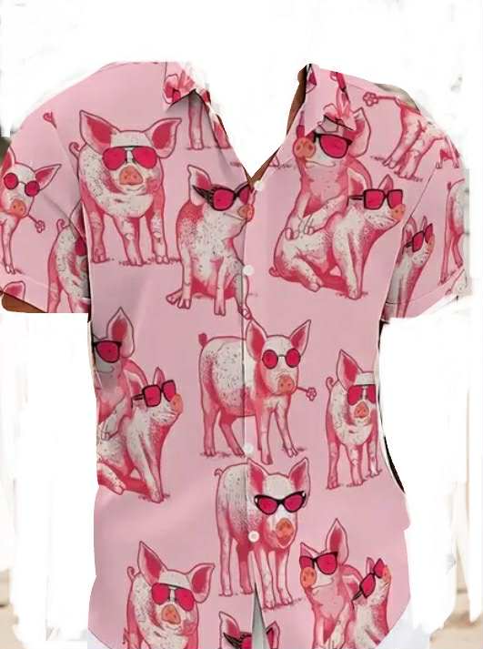 Men's button down pig shirt (XL)