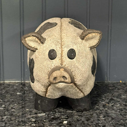 Burlap effect ceramic pig