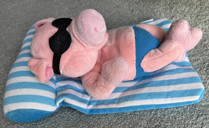 Plush Pig floating on raft (Esther in her Lagoon)