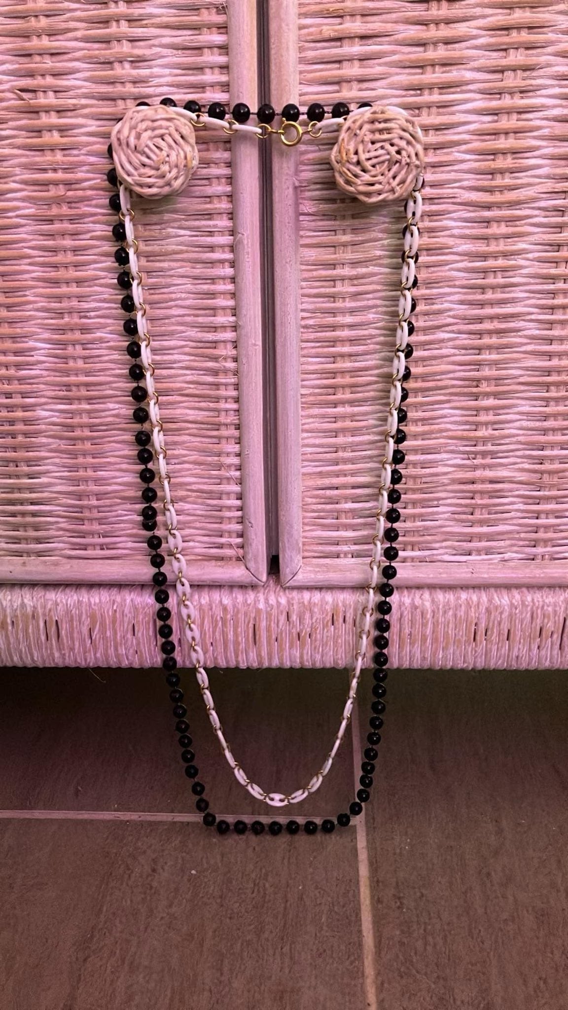 Snout link necklace and black bead necklace