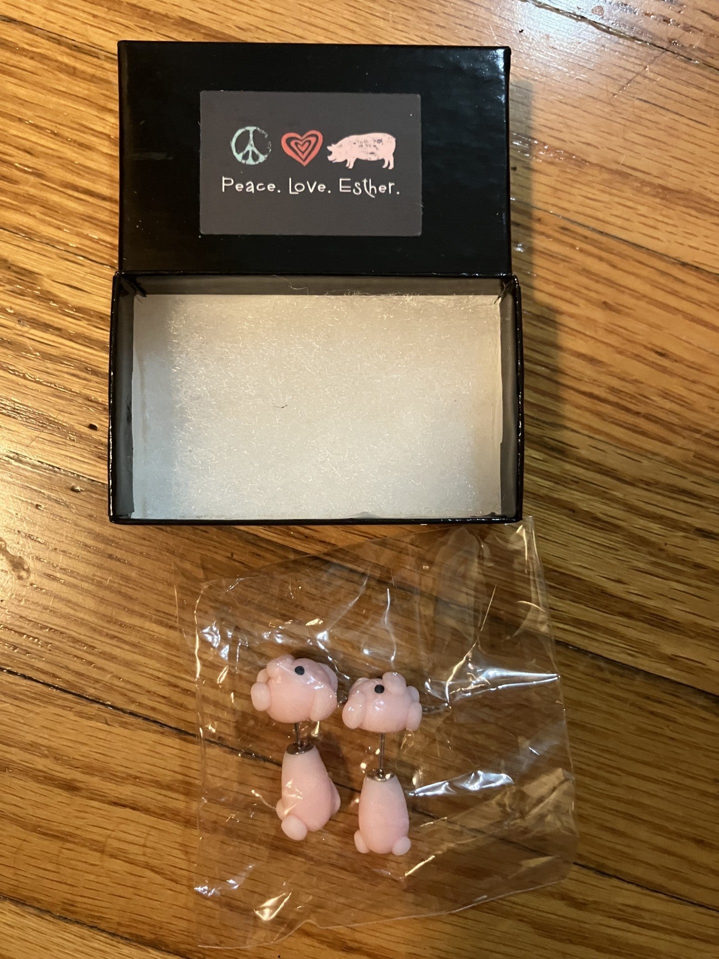 Pink pig post earrings