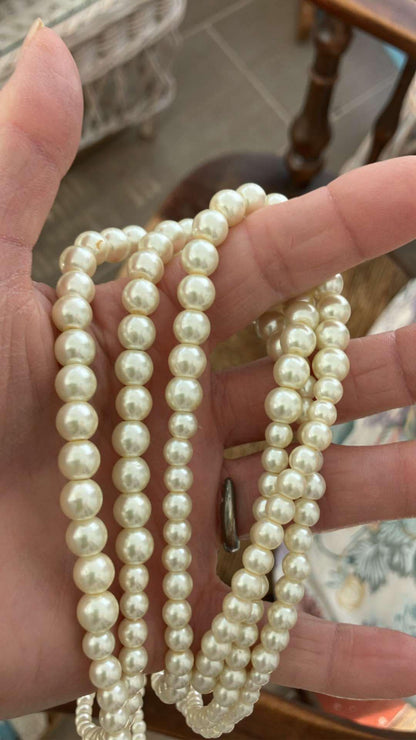 ITEM UPDATE: Vintage 3-strand faux pearl necklace and "old school" clip on earrings costume jewelry