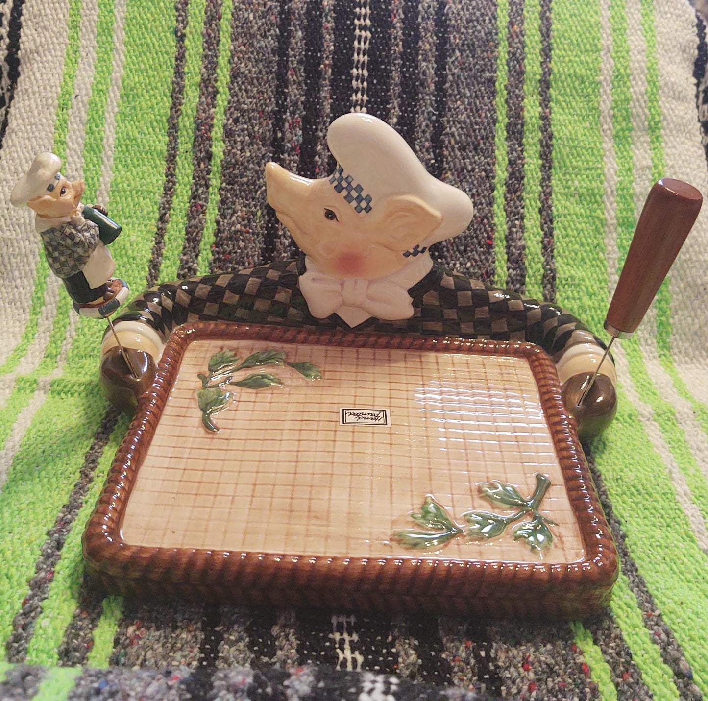Dept 56 Jam Bon Hog Trivet (Cheese Board) + Spreaders