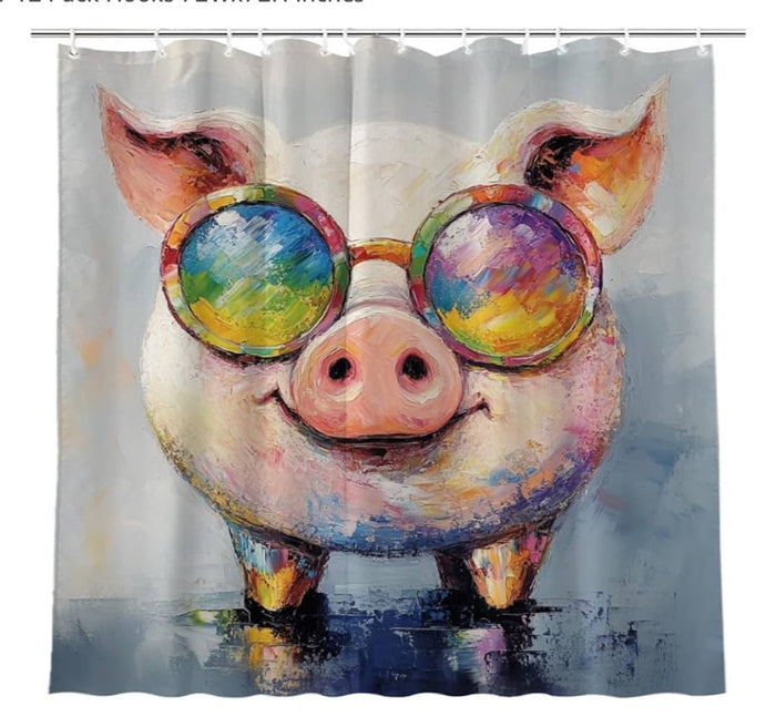 CORRECTED! Super cool piggy shower curtain (72x72)