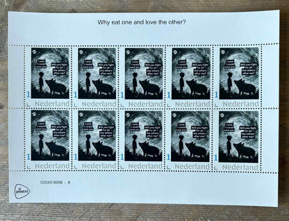 Stamp sheet - Why eat one and love the other?