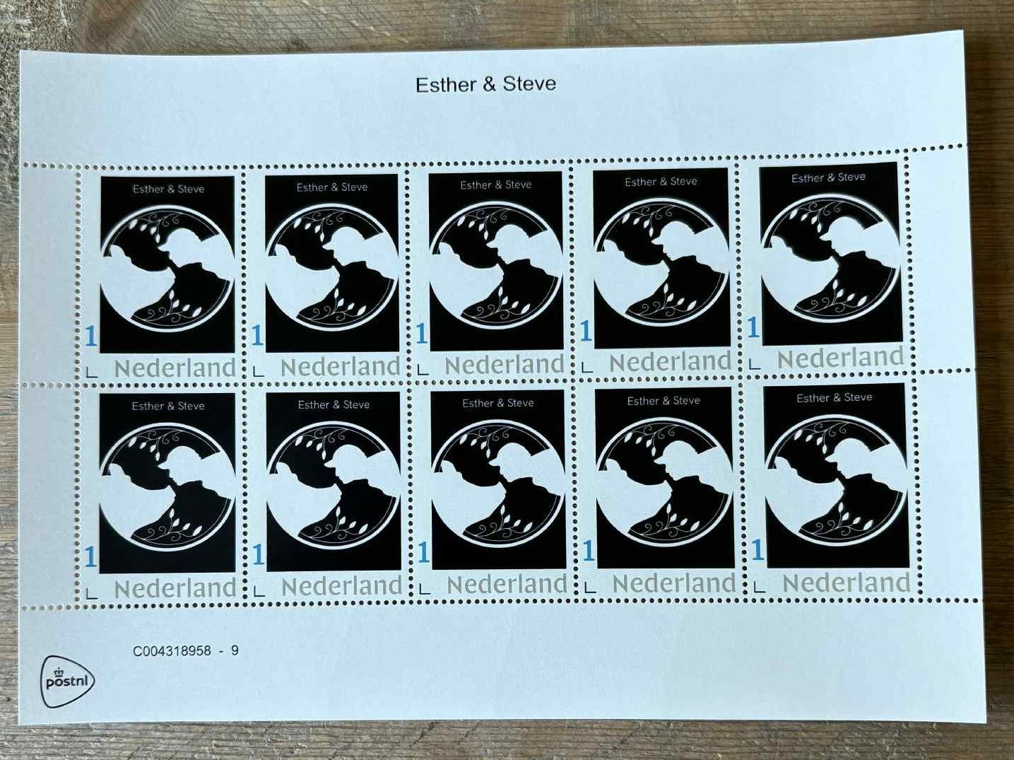 Stamp sheet - Esther and Steve (OA logo)