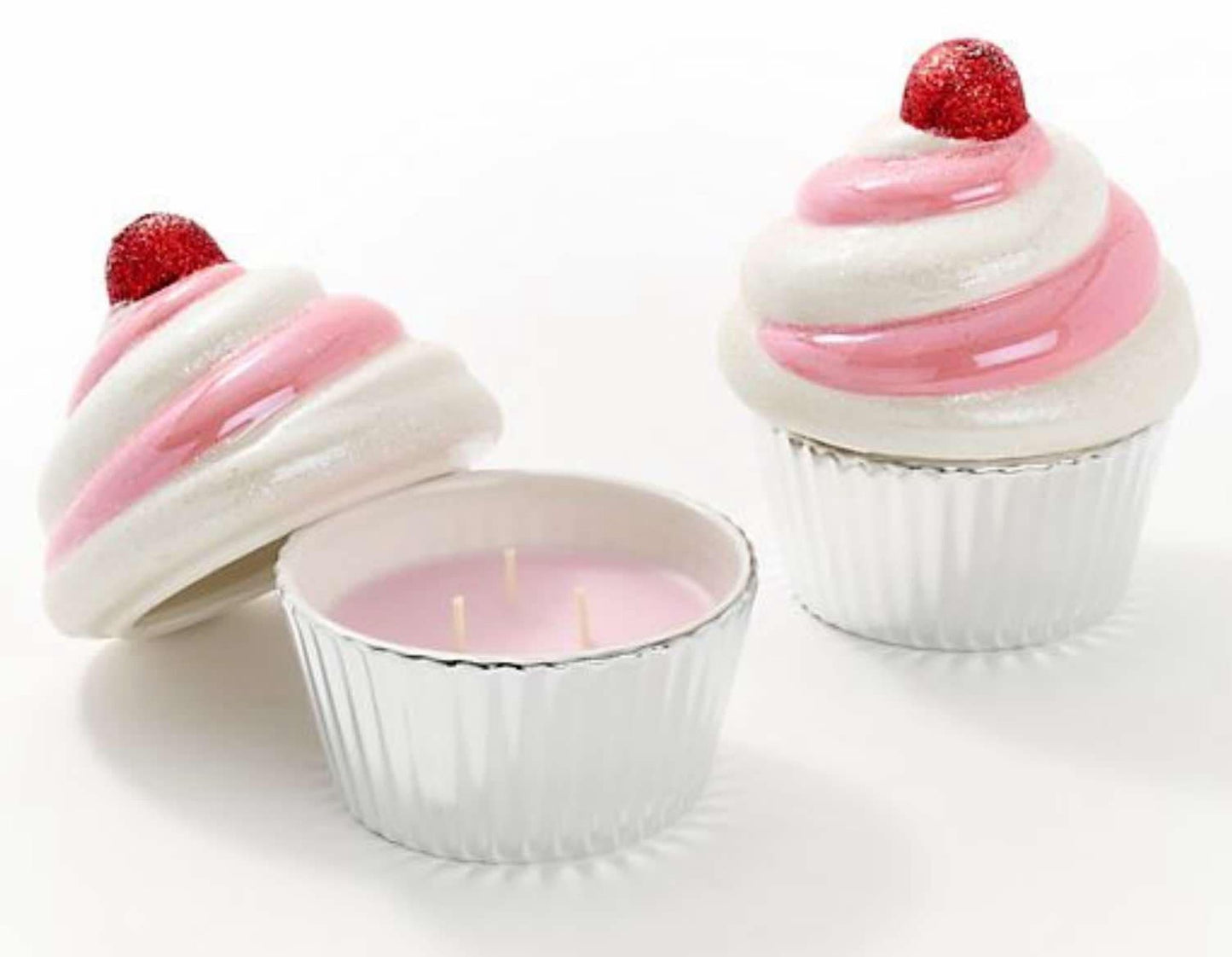 Two ceramic cupcake candles from HomeWorx by Slatkin + Co.
