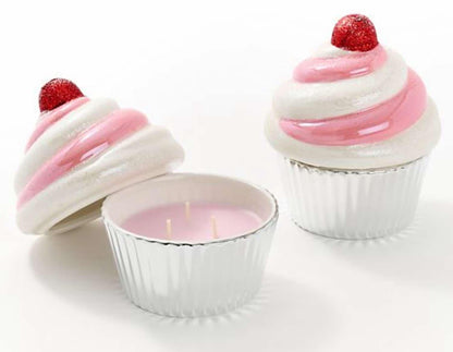 Two ceramic cupcake candles from HomeWorx by Slatkin + Co.