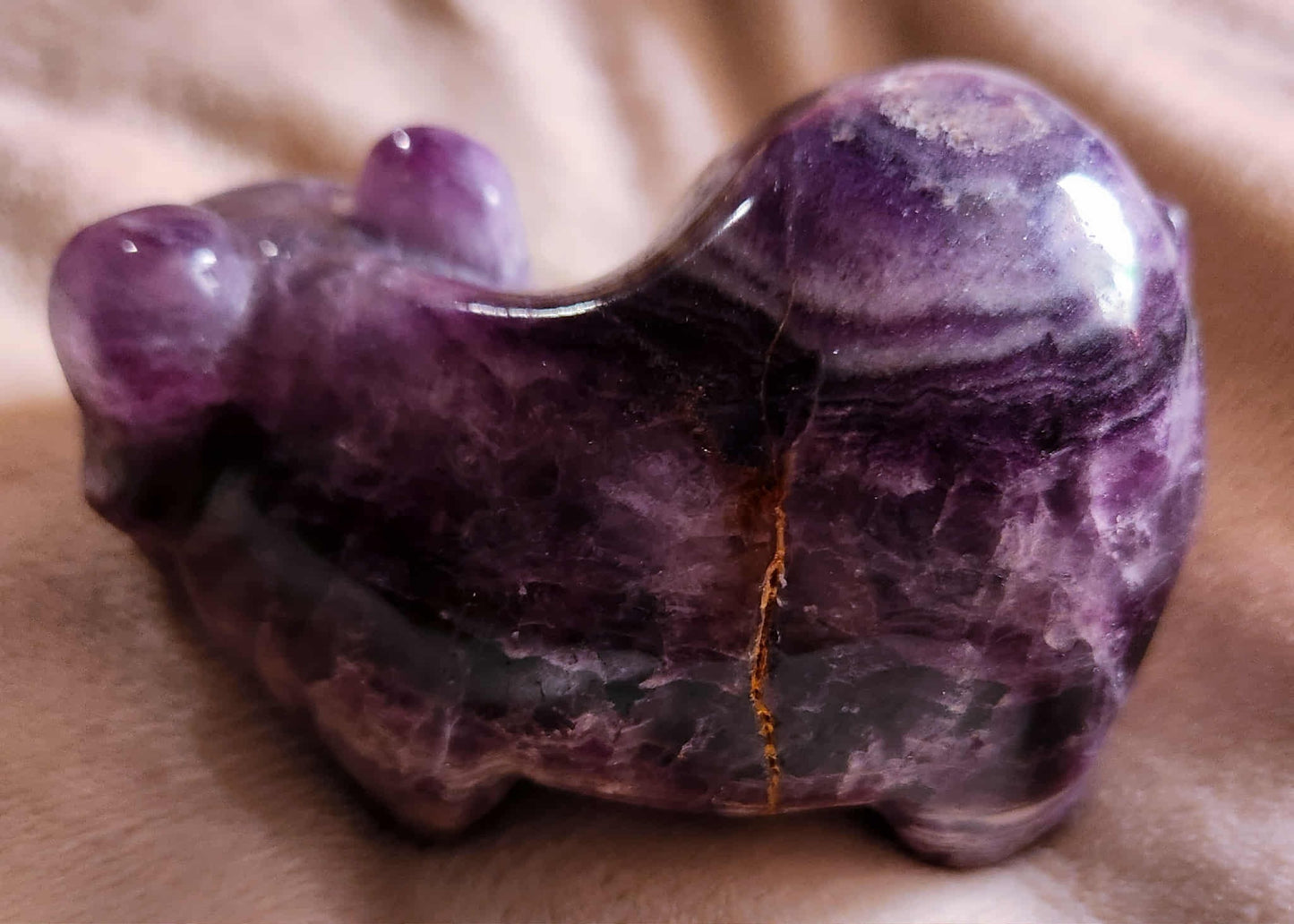 Carved amethyst pig