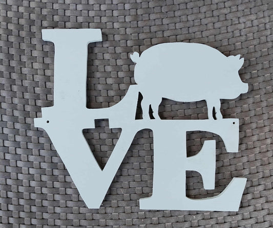Pig LOVE Sign - WHITE