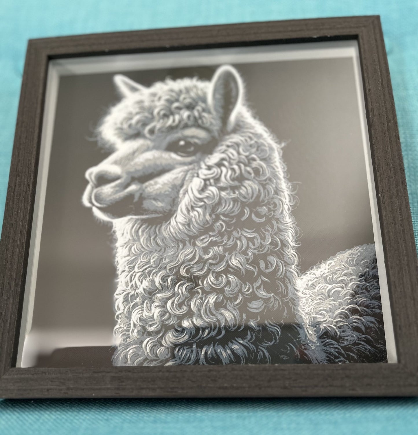 Framed 3D printed art - Alpaca