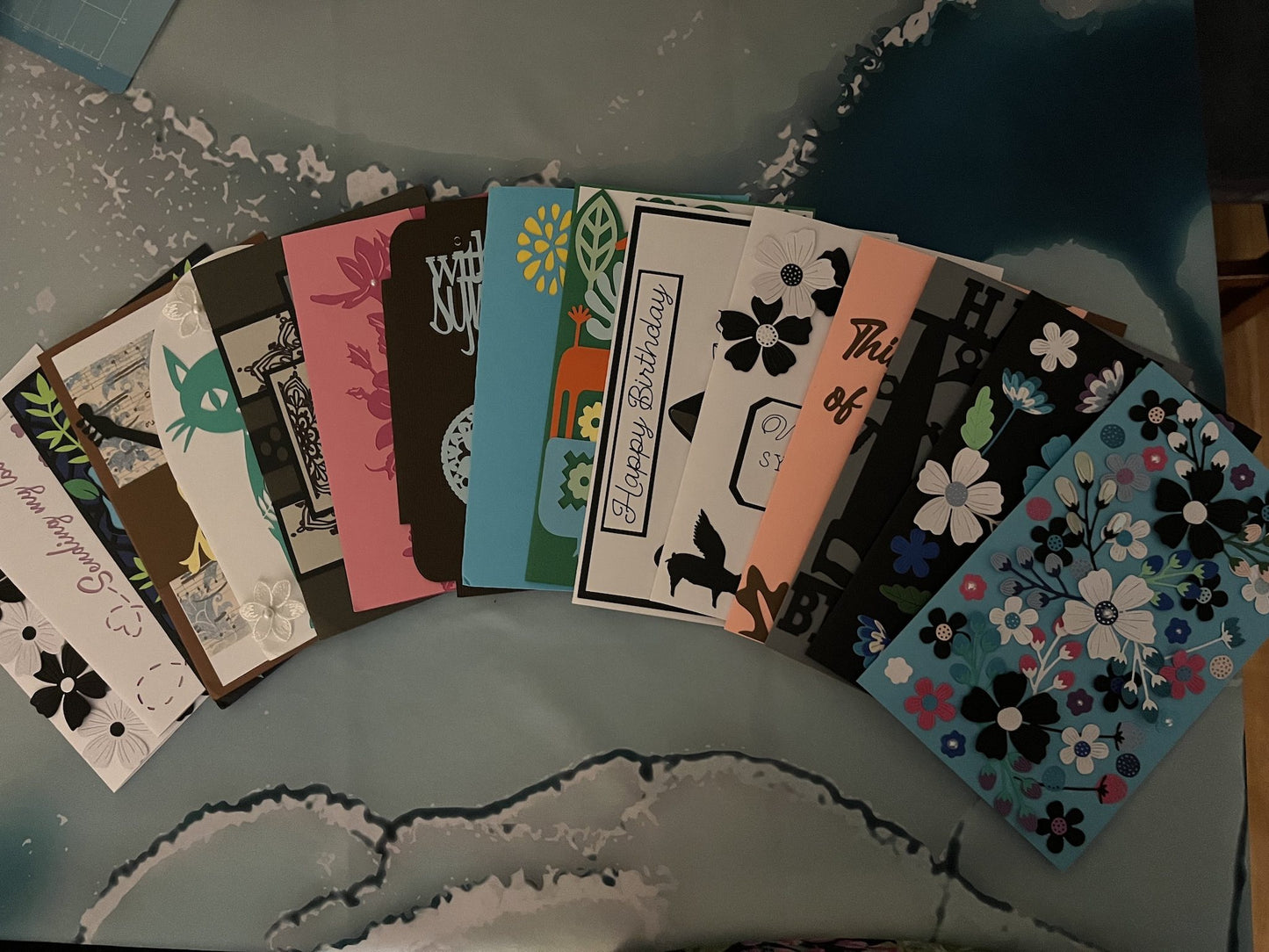 Set of 16 handcrafted greeting cards