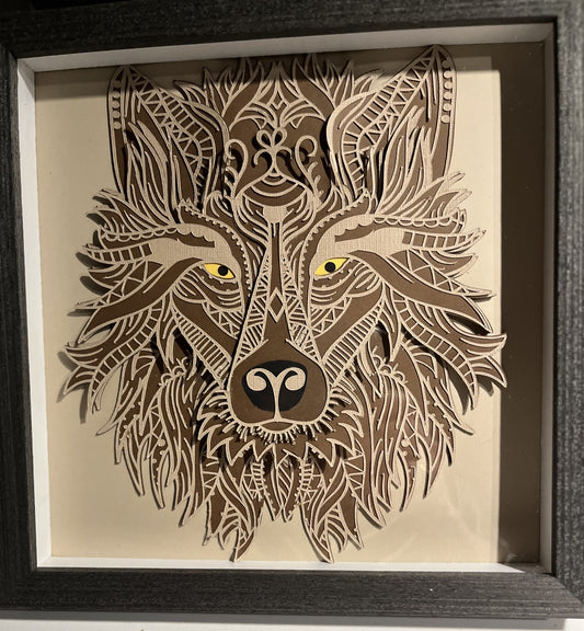 Framed 3D artwork - Wolf