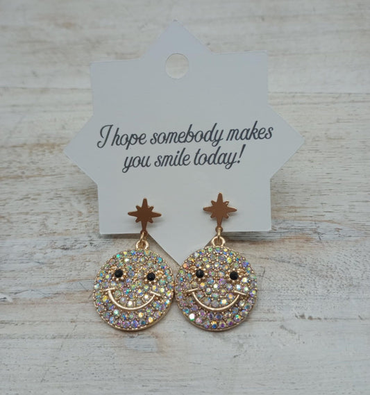 Pave Happy Face earrings
