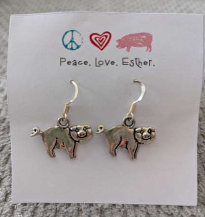 Santa Pig , small pig face and Peace.Love.Esther earrings