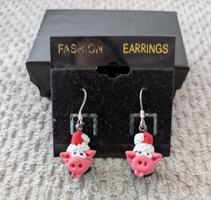 Santa Pig , small pig face and Peace.Love.Esther earrings