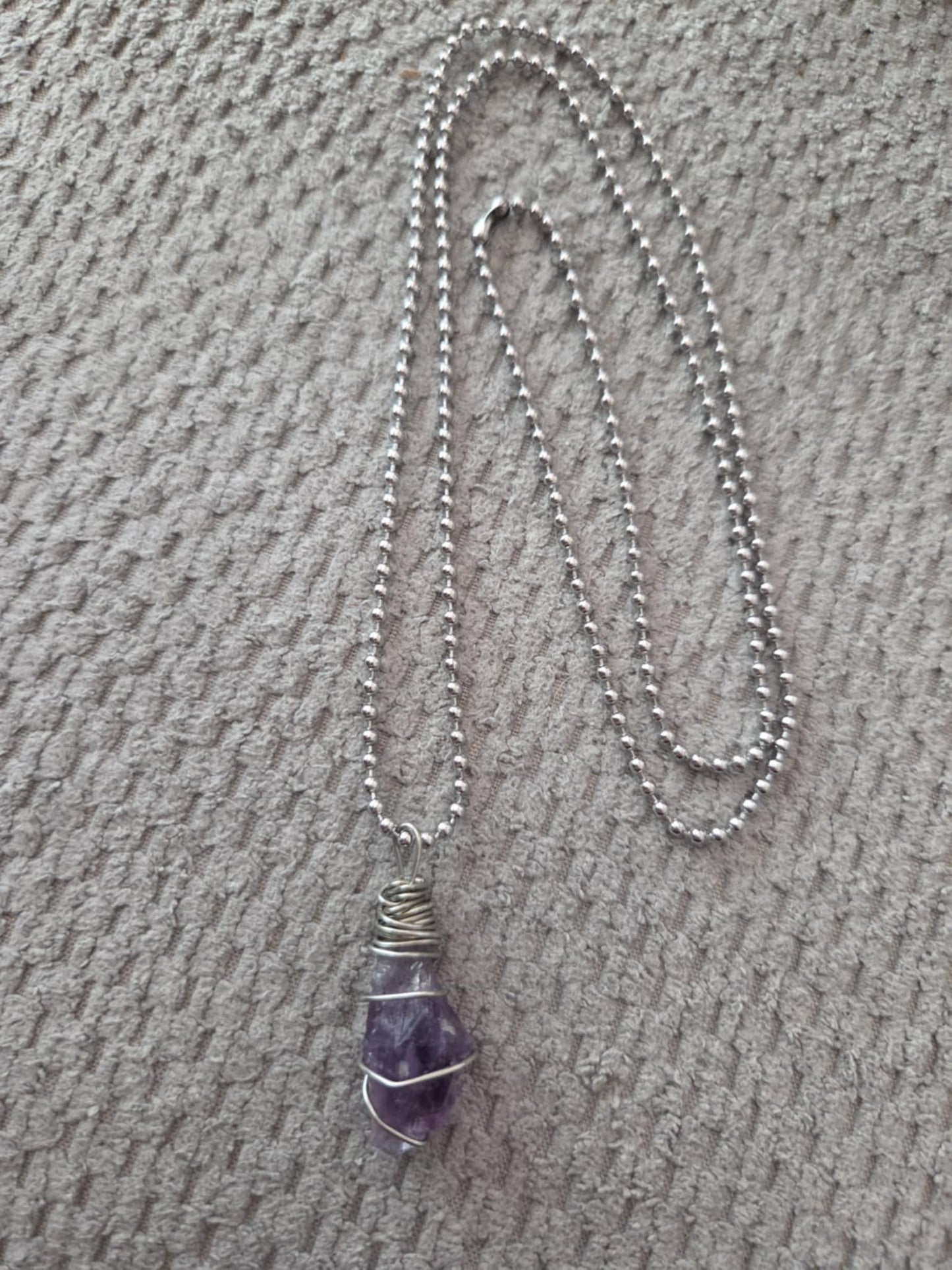 Necklace with wire wrap Amethyst pendant