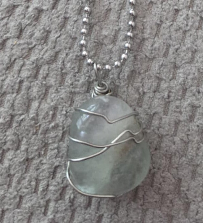 Necklace with wire wrap Flourite pendant