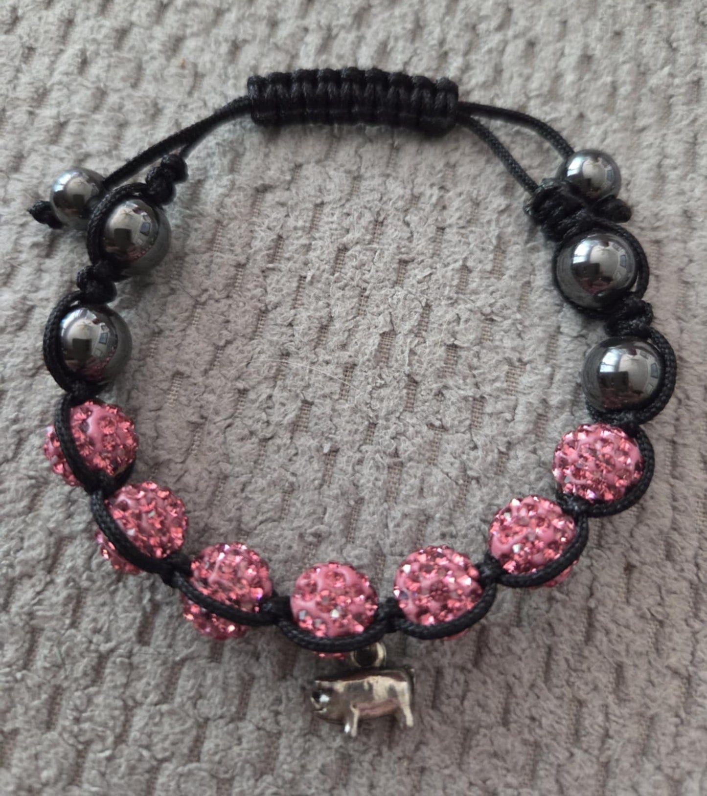 Pink bead piggy bracelet