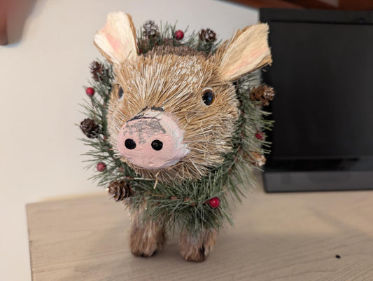 Sisal & natural fibers winged piggy