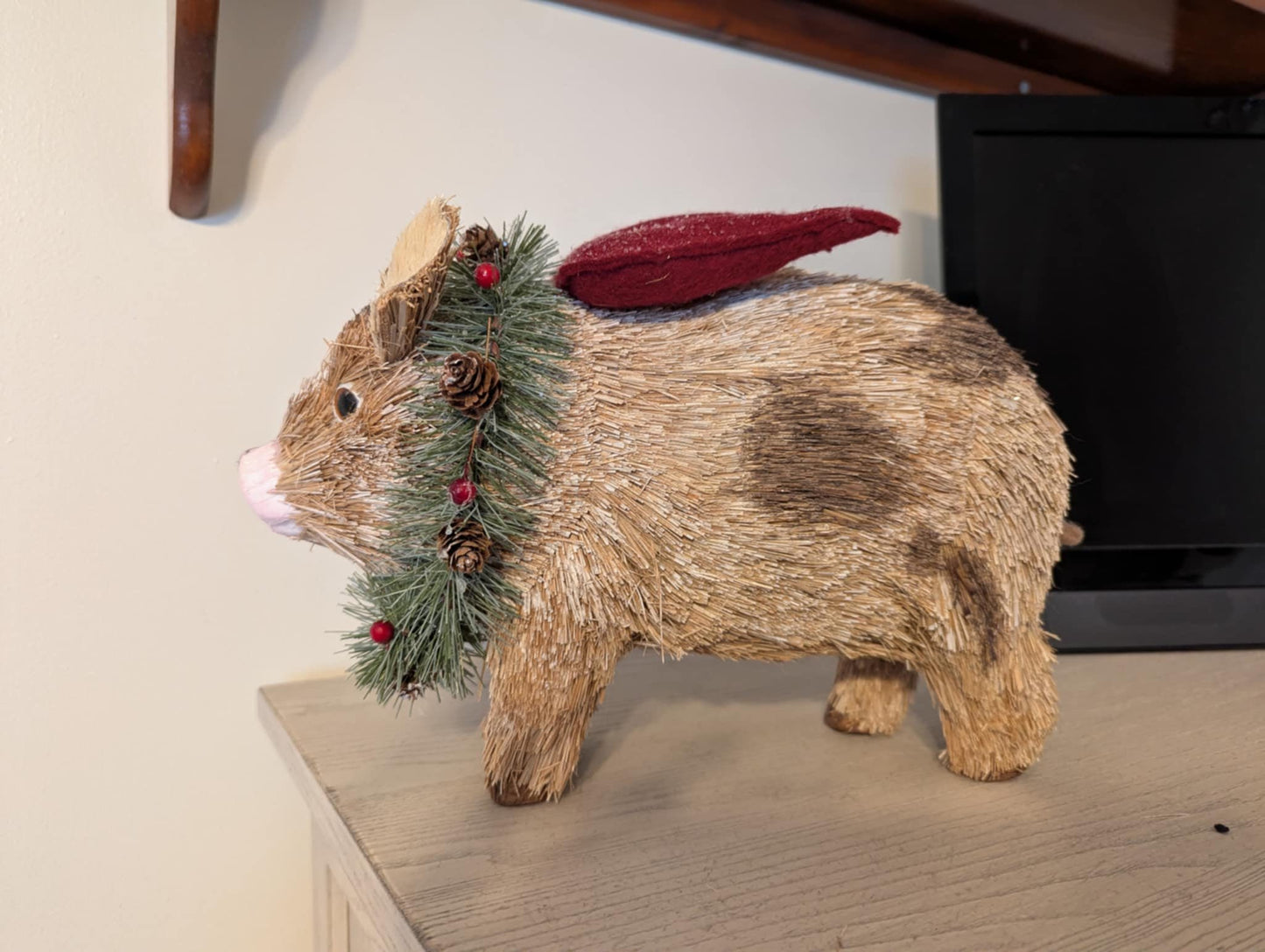 Sisal & natural fibers winged piggy