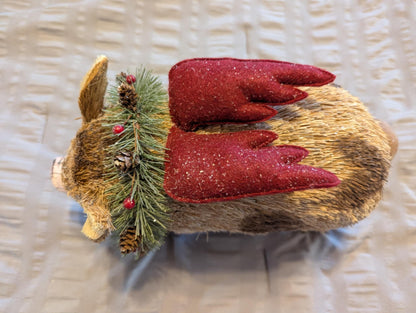 Sisal & natural fibers winged piggy